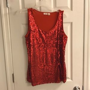 Red-Orange sequin tank